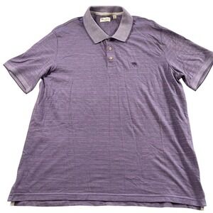 Palm Beach Polo Shirt Men XL 46-48 Purple Striped Short Sleeve Golf Cotton Blend